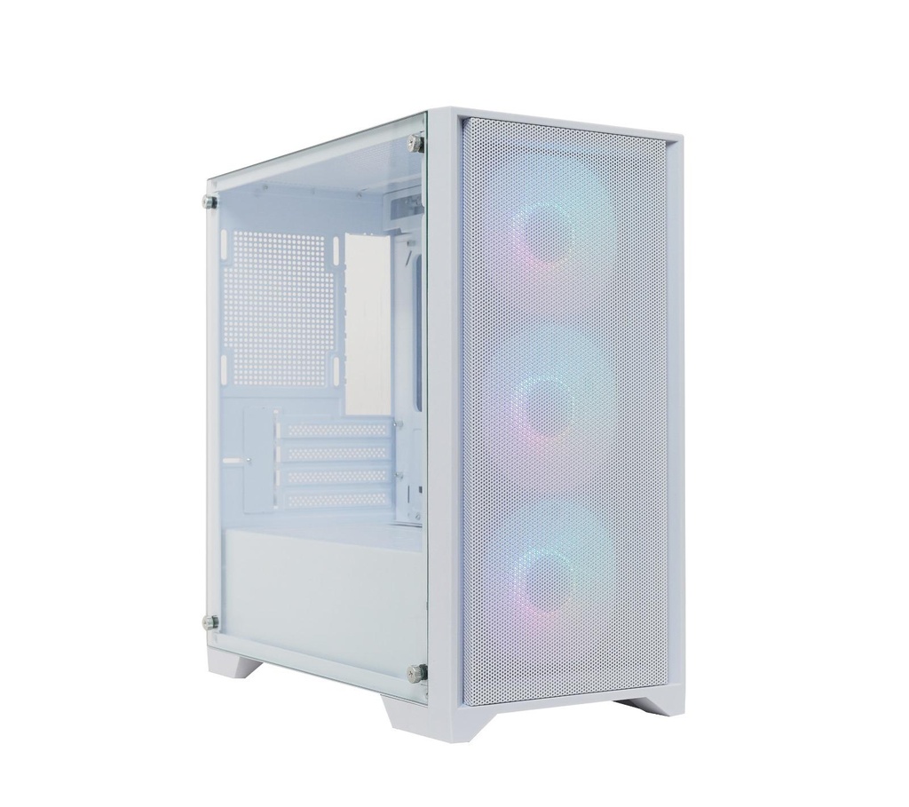 PC Gaming Case G-PRO - White 4 Fans RGB Tempered Glass Made Tower 