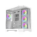 DarkFlash Aigo FT418 Pro Mid Tower Two Panel Front & Left Side Tempered Glass Case with 7 RGB Fans - White 