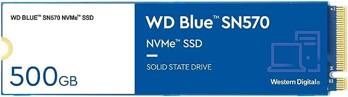 Western Digital 500GB WD Blue SN570 NVMe Internal Solid State Drive SSD - Gen3 x4 PCIe 8Gb/s, M.2 2280, Up to 3,500 MB/s