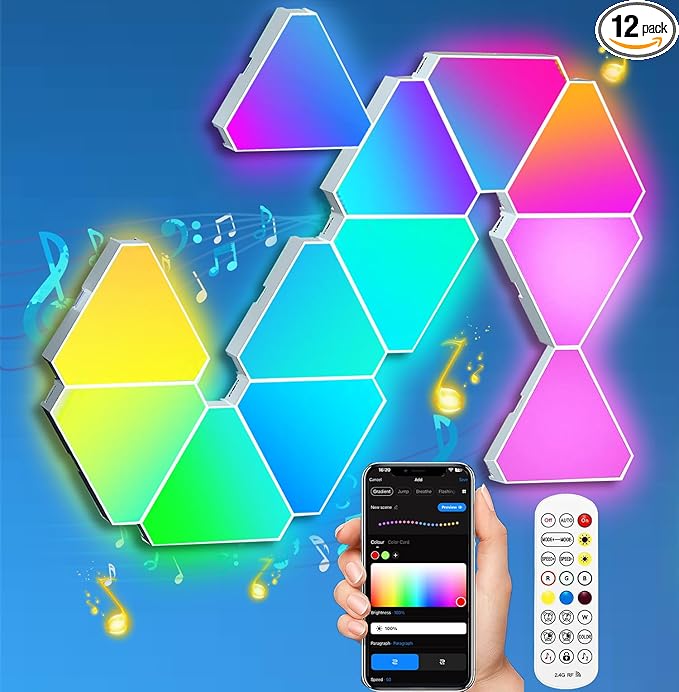[TLL0N] Triangle LED Lights for Gaming Setup, RGB Triangle Wall Lights for Bedroom, Smart Home Light Panels 10 Pack
