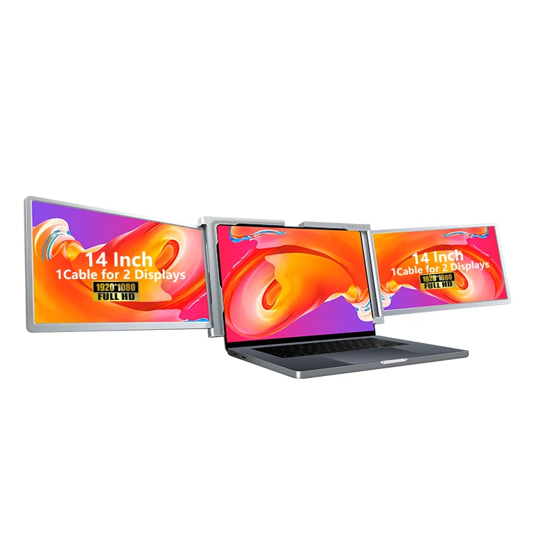 Protable Tri-Screen Monitor one cable for Dual Displays