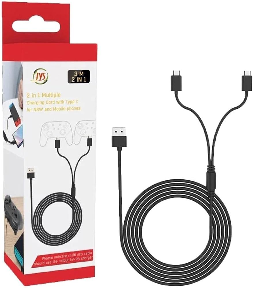 [J320N] JYS 3M 2 in 1 USB-C Charging Cable for PS5 Xbox S.X Nintendo Switch