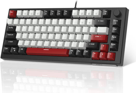 [MSW0N] MageGee SKY81 Wired Mechanical Hot-Swappable Gaming Keyboard, Red Switch, 83 Keys Anti-Ghosting, 3-Color Combination Keycaps, 1.6m Cable Length, Ice Blue Lighting, ENG Layout, USB, Black/Gray | SKY81