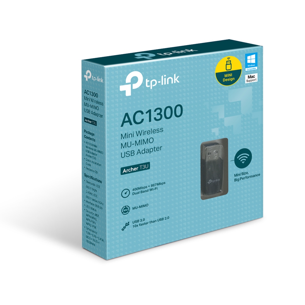 [TTA0U] TP-Link T3U AC1300 Mini Wireless MU-MIMO USB Adapter (مستعمل)