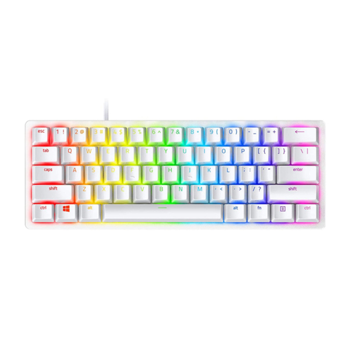 [RHM0U] Razer Huntsman Mini Mercury 60% Optical Gaming Keyboard Clicky Optical Purple Switches & PBT Keycaps (مستعمل)