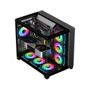 PC Case Sharx Profin GX700 Mid Tower Two Side Panel Front & Left Side Tempered Glass with 7 ARGB Fans - Black 