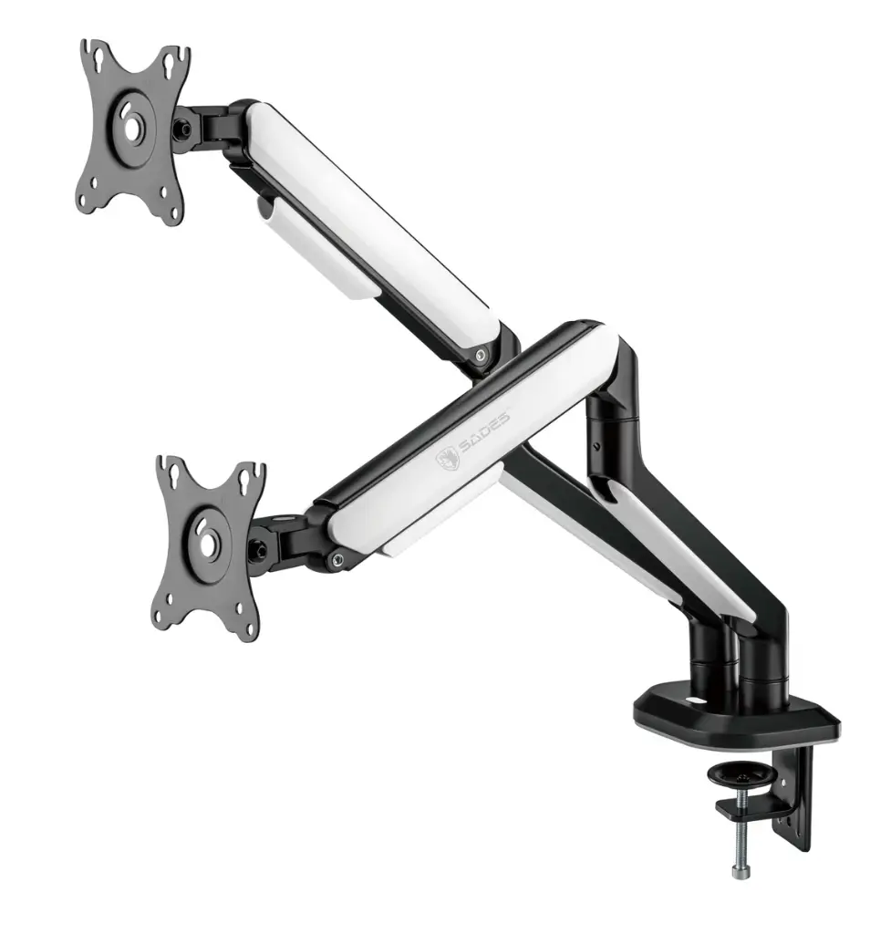 Sades Apep SA-MS02 Dual Monitor Mount Arm (Max Screen size 32"/9KG Per ARM) - White 