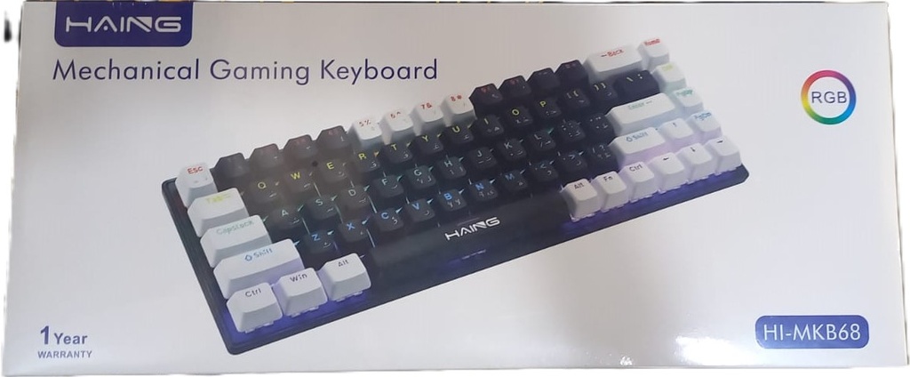 HAING Mechanical Gaming Keyboard HI-MKB68 - Black with White 