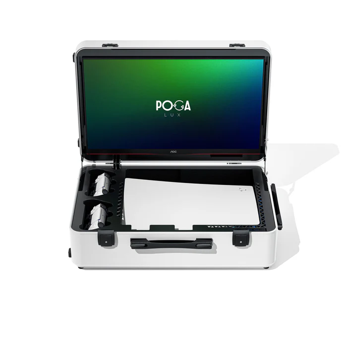Poga Lux 24" Portable Monitor, For PS5, 1920x1080 Pixel, 144Hz Refresh Rate, USB 3.0 Office Hub - White 