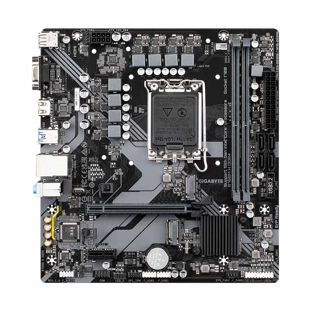 GIGABYTE B760M H DDR4 (rev. 1.0) Micro ATX Motherboard - Black 