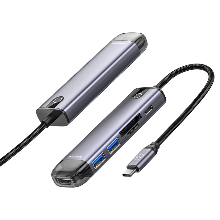 Mcdodo HU-7740 6 in 1 HUB HDMI; USB-A 3.0*2; USB-C(PD 100W); SD/TF Card Slot
