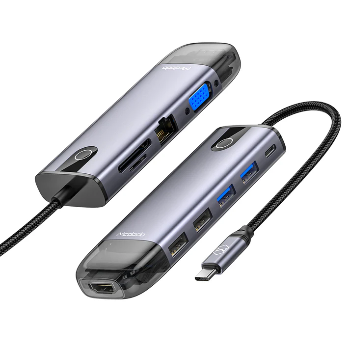 [MH10N] Mcdodo HU-7420 10 in 1 HUB HDMI USB-A 2.0*2 USB-A 3.0*2 VGA USB-C (PD 100W) Gigabit LAN SD/TF Card
