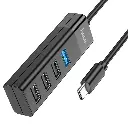 Hoco HB25 Easy mix 4-in-1, Type-C male to USB3.0 female + USB2.0*3 female, support up to 1Tb hard disk.