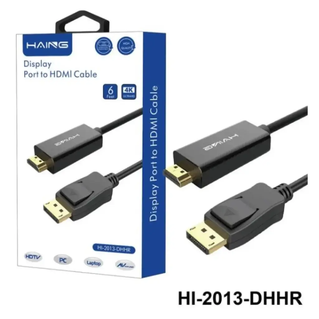 [HHH0N] HAING HI-2013-DHHR High Quality Display Port to HDMI Cable - 1.8M