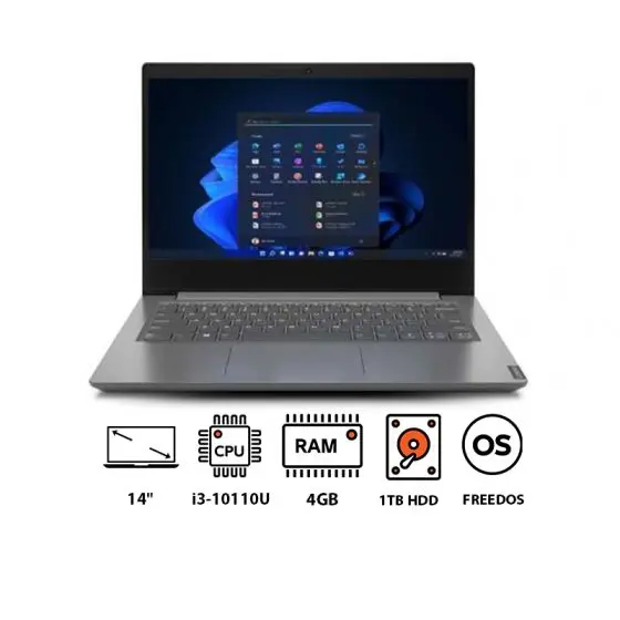 [LVG0U] Lenovo V14 G1 IML Laptop, Intel Core i3-10110U, 1TB HDD, 4GB RAM, 14 Inch FHD, Intel UHD Graphics, FreeDos - Iron Grey