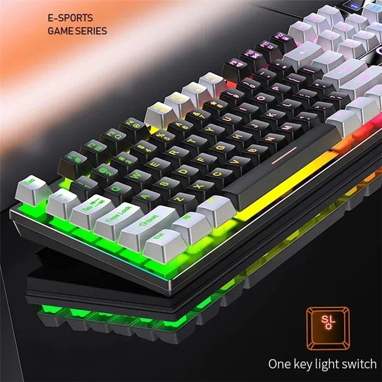 [YKB0N] YINDIAO K500 Backlit Wired Gaming Keyboard Ambient Light Home Computer Keyboard - Black / Mix Light