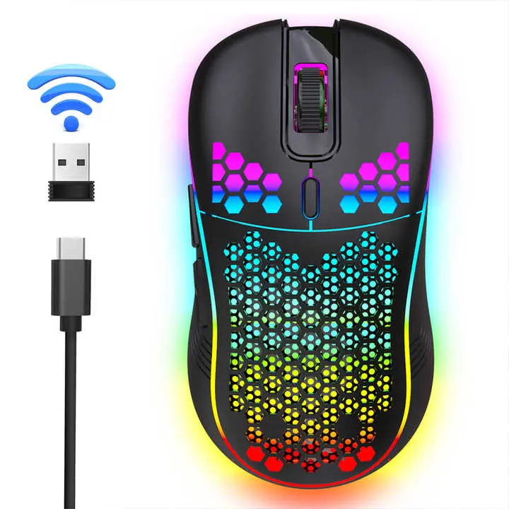 Wireless Cave Mouse Hollow Lightweight Silent Gaming Mouse Luminous Computer Office Mouse Gamer 