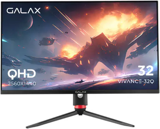 [GVG0U] Galax Vivance-32Q Gaming Monitor, 32" QHD IPS Display, 165Hz Refresh Rate, 1ms (MPRT) Response Time, NVIDIA G-Sync Technology, 1.07B Display Colors, Borderless Design, Black | G-MGVIBF32NB50-GXLG (مستعمل)