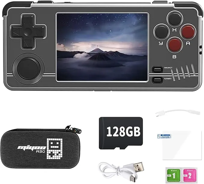 Miyoo A30 Handheld Gaming Console, 2.8'' IPS Display, 512MB RAM, 10,000+ Games Supports Multiple Emulators, 2500mAh Battery, Support Wireless Network 