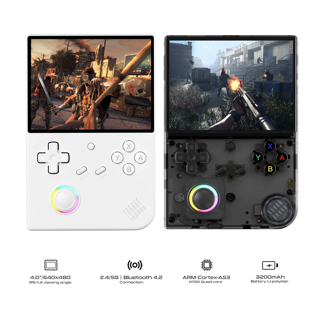 جهاز ألعاب رجعي يدوي من أنبرنيك RG40XXV مع إضاءة RGB ونظام لينكس 64 بت يدعم ألعاب PSP وواي فاي وبلوتوث