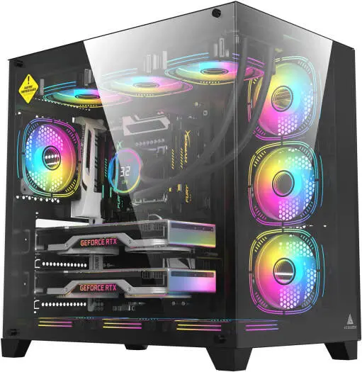 [PGC6N] PC Gaming Case G-PRO - 7 Fans RGB Tempered Glass Made Tower (أبيض)