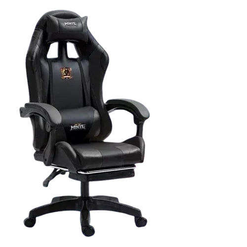 MINTE Leather Gaming Chair with Headrest - Black