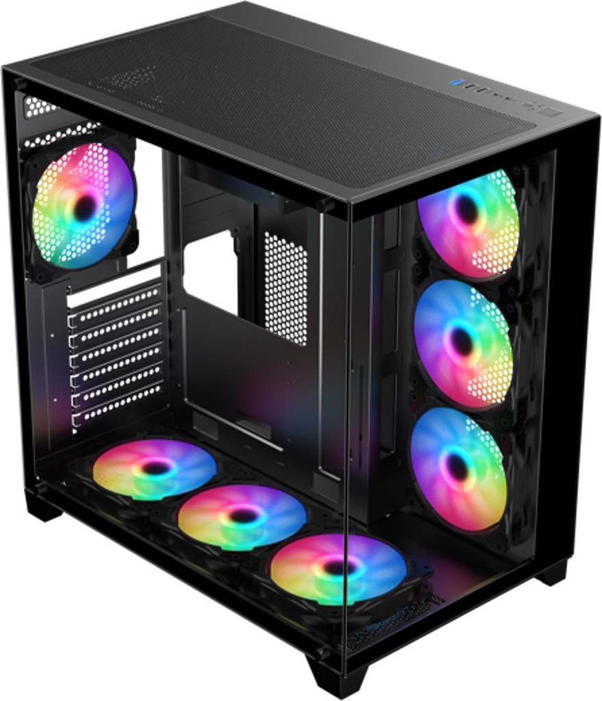 [SPA1N] SHARX PROFIN ATX Min-Tower Gaming PC Case, With 7X 120mm Pre-Installed ARGB Fans Model INF700 - Black (أبيض)