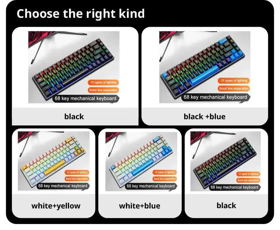 [SKW0N] Skylion K68 Wired Mechanical RGB Gaming Keyboard  - Blue Switch