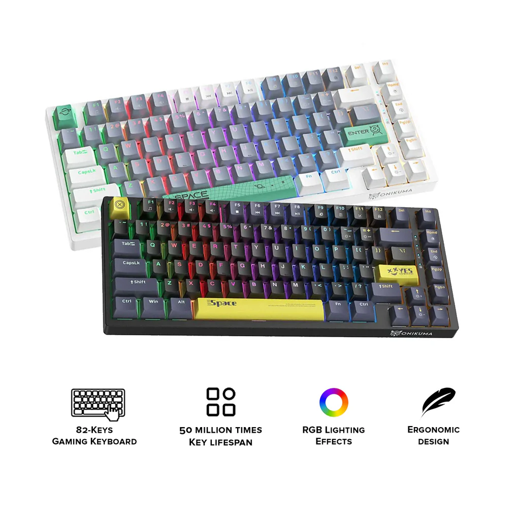 [OGW0N] ONIKUMA G52 Wired 82 Key Hot-Swappable Gaming Keyboard