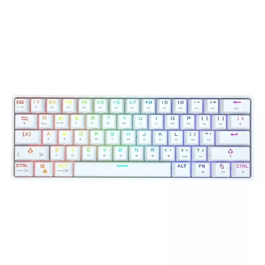 [DMK2N] DK61 Mechanical keyboard Wireless + WIRE - RGB (BLUE SWITCH) (أبيض)