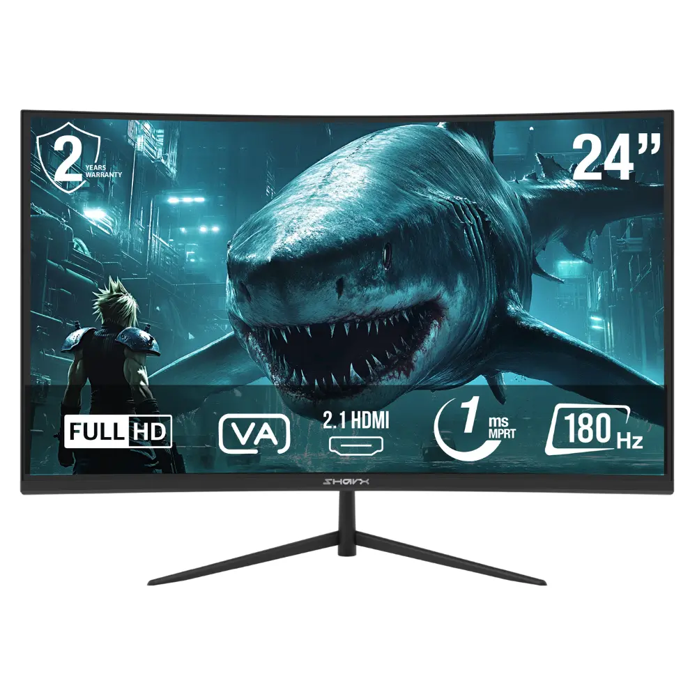 [S2J5N] Sharx 24″ JAWS 24F180VC 180Hz 1ms FHD VA HDMI 2.1 Curved Gaming Monitor