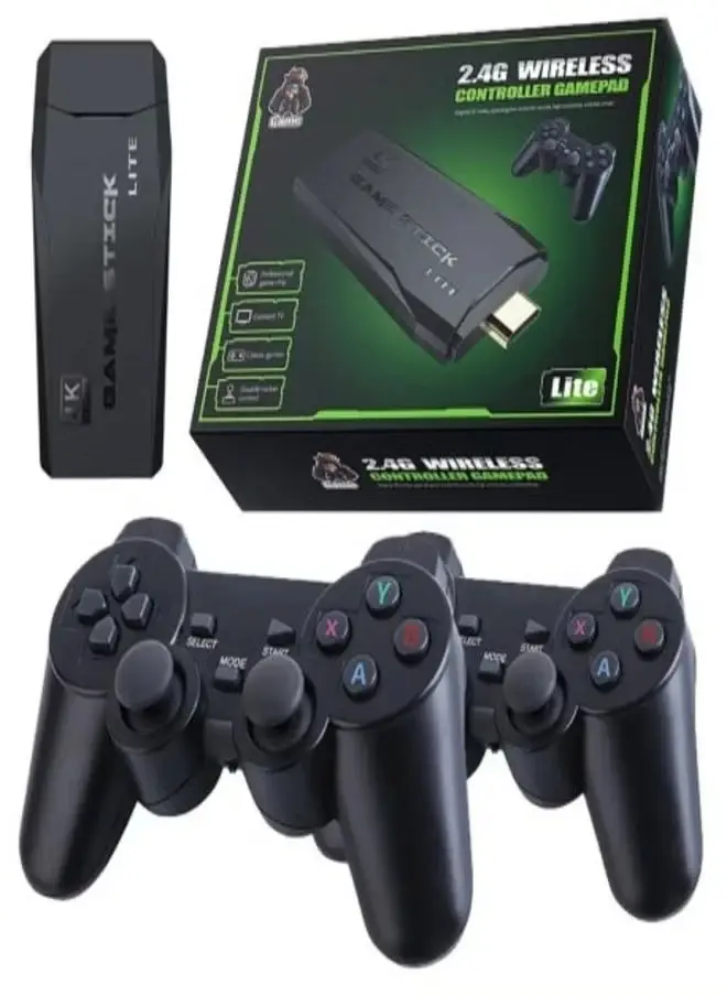 Cawevon Wireless Retro Gaming Console, 9 Classic Emulators, Plug and Play Video Game Stick Built-in 10000+ Classic Games, 4K HD HDMI Output for TV with Dual 2.4G Wireless Controllers (64G)