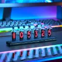 USB Powered RGB Nixie Tube Clock, IPS Color Screen, Corded Electric Aluminum Oval Alarm Clock,
