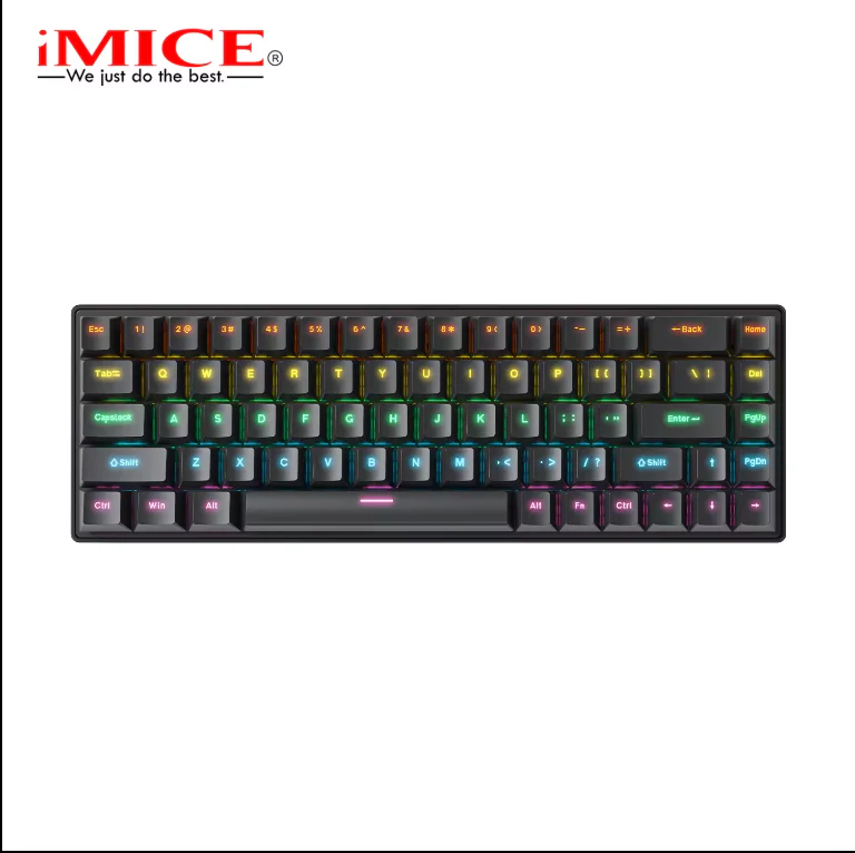 iMICE GK-690 LED Gaming Mechanical Keyboard, Black. RED Switch. Arabic Keyboard. 