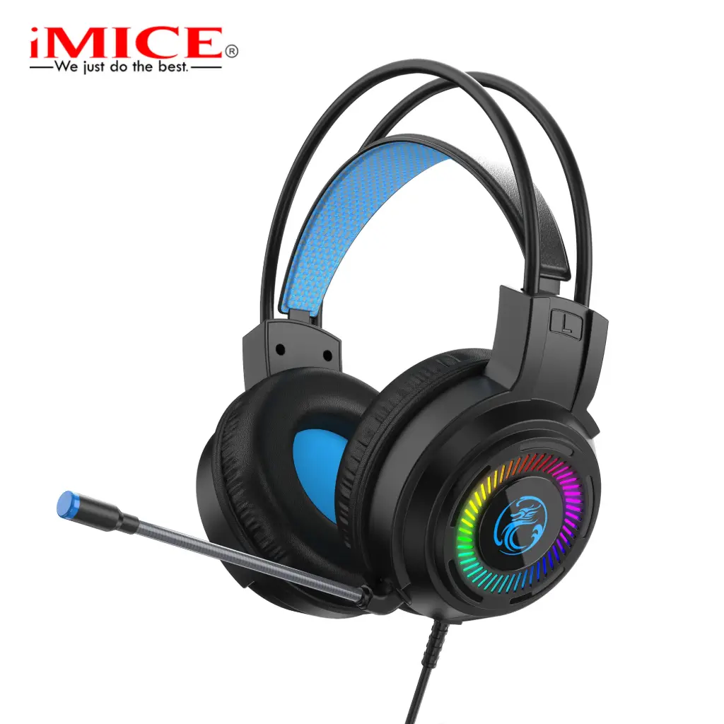 [IHG1N] IMICE HD480 Gamer Over-ear Headphones with Microphone, Mix Led Backlit, Usb Plug and 2Pins