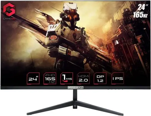 [G2F0U] GAMEON 24" Flat IPS Gaming Monitor, FHD 1920x1080 Display, 165Hz Refresh Rate, 1ms Response Time, Gsync & Free Sync, 16.7M Colors, DP, HDMI 2.0, USB 2.0, Black | GO24FHD165IPS (Used)