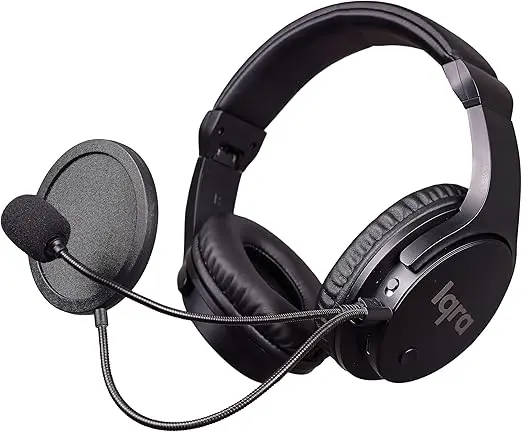 Iqra Studio Wireless Headphone & Headset - Dual Function - Built in Reverb Technology - Black Color - Noise Cancellation - Light Weight - Multi-Device Connectivity 