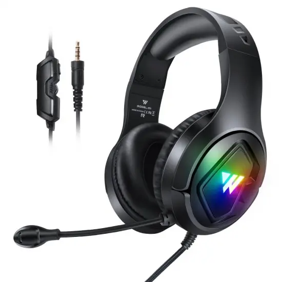 [WMW2N] WINTORY M1 Wired Over-Ear E-sports Headphone Professional Gaming Headset with Colorful LED Light (Black)