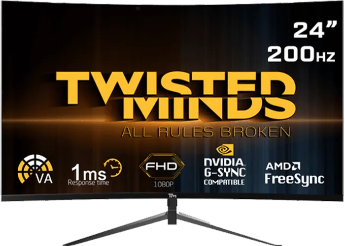 [TM22U] Twisted Minds 24'' FHD 200HZ, curved, VA, 1MS, HDMI 2.0 Gaming Monitor - TM24RFA-200HZ (مستعمل)
