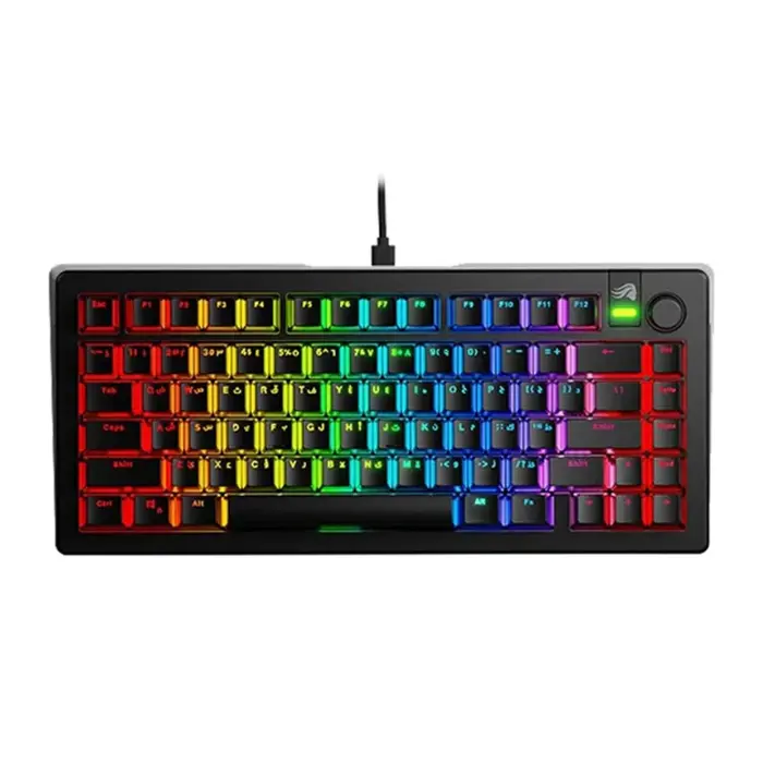 [GG7MU] Glorious GMMK3 75% Mechanical Gaming Keyboard Modular Gasket System, DoubleShot Keycaps, Lubed Linear Switches (Eng/Arb) - Black (مستعمل)