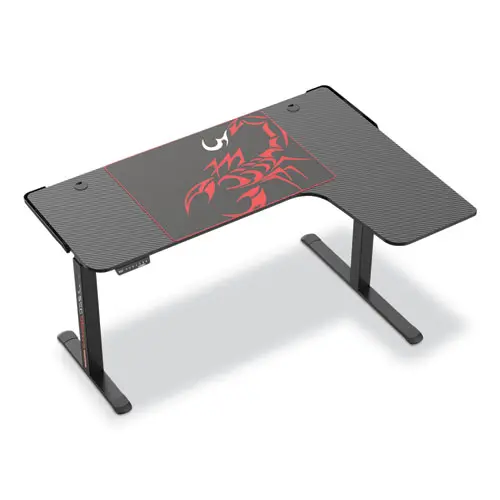 [LSD0X] L-Shaped Standing Desk, Right Desk, 60" x 43.69" x 29.88" to 48.38", Black