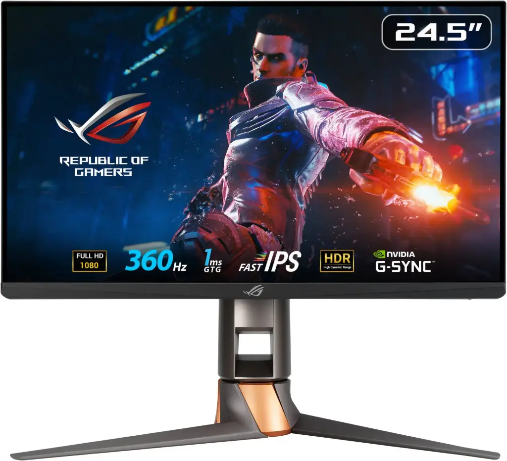 ASUS ROG Swift PG259QN Gaming Monitor, 24.5" FHD Fast IPS Display, 360Hz Refresh Rate, 1ms (GtG) Response Time, G-Sync Technology, GamePlus Function, DisplayPort & HDMI Output | 90LM05Q0-B01370