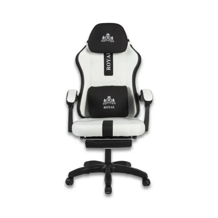 Royal C23 Gaming Chair with Adjustable Headrest, Lumbar Pillow and Footrest - White