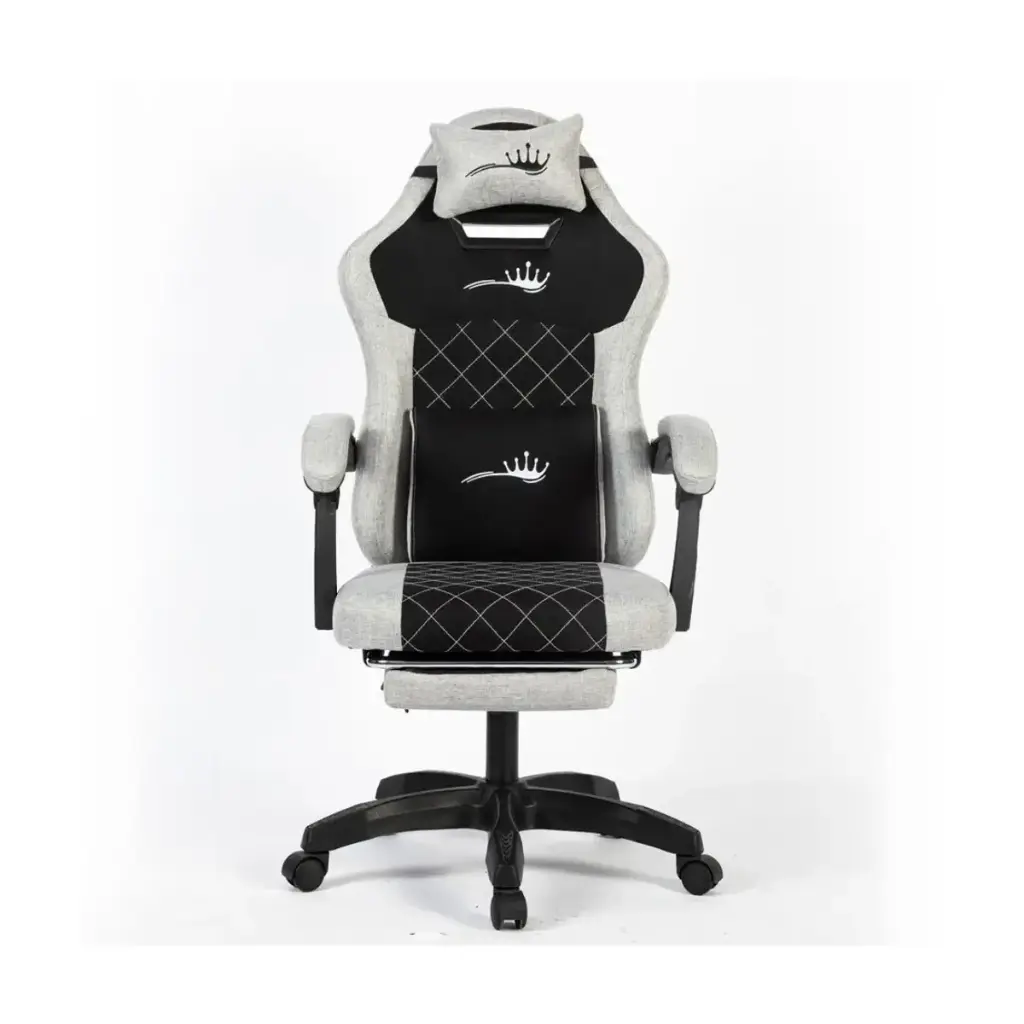 [RCG1N] Royal C23 Gaming Chair with Adjustable Headrest, Lumbar Pillow and Footrest-Dark/Gray