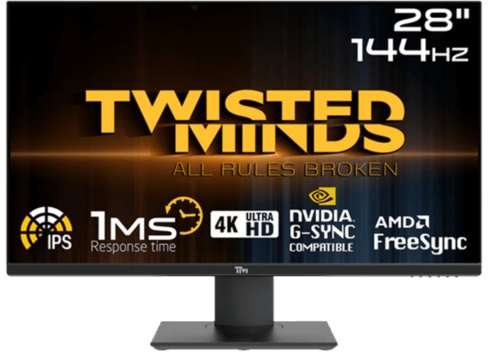 Twisted Minds Elite Series 4K UHD 28'', 144Hz, 1ms, IPS, Gaming Monitor TM28EUI