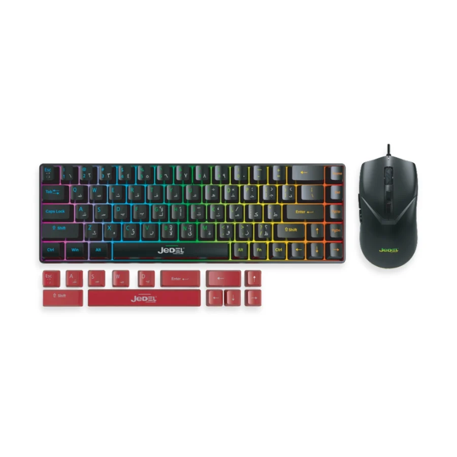 JEDEL GK212 RGB Mechanical Gaming Keyboard with Removable Keycaps for WASD and Arrow Keys and Mouse Combo