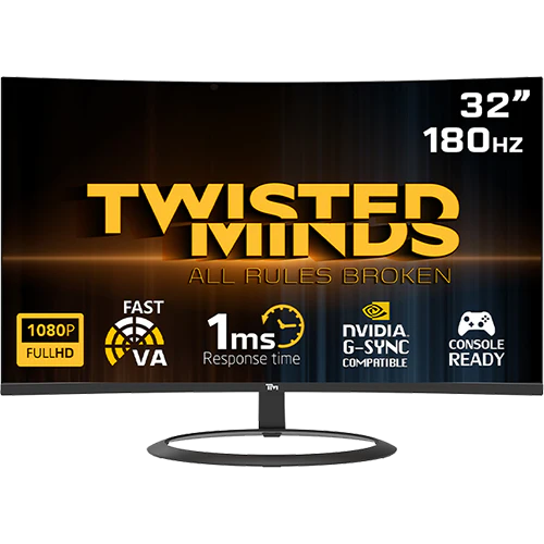 [TM3TU] Twisted Minds 32” TM32CFHD180VA 180Hz 1ms FHD Curved VA Gaming Monitor (مستعمل)
