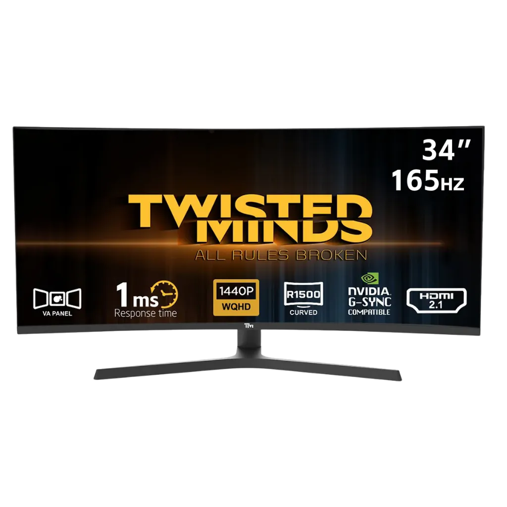 [TMEPN] Twisted Minds Eclipse Pro 34-inch Curved Gaming Monitor | (WQHD) | 180Hz | 1ms | TM34CWQHDVA - HDMI 2.1 | VA
