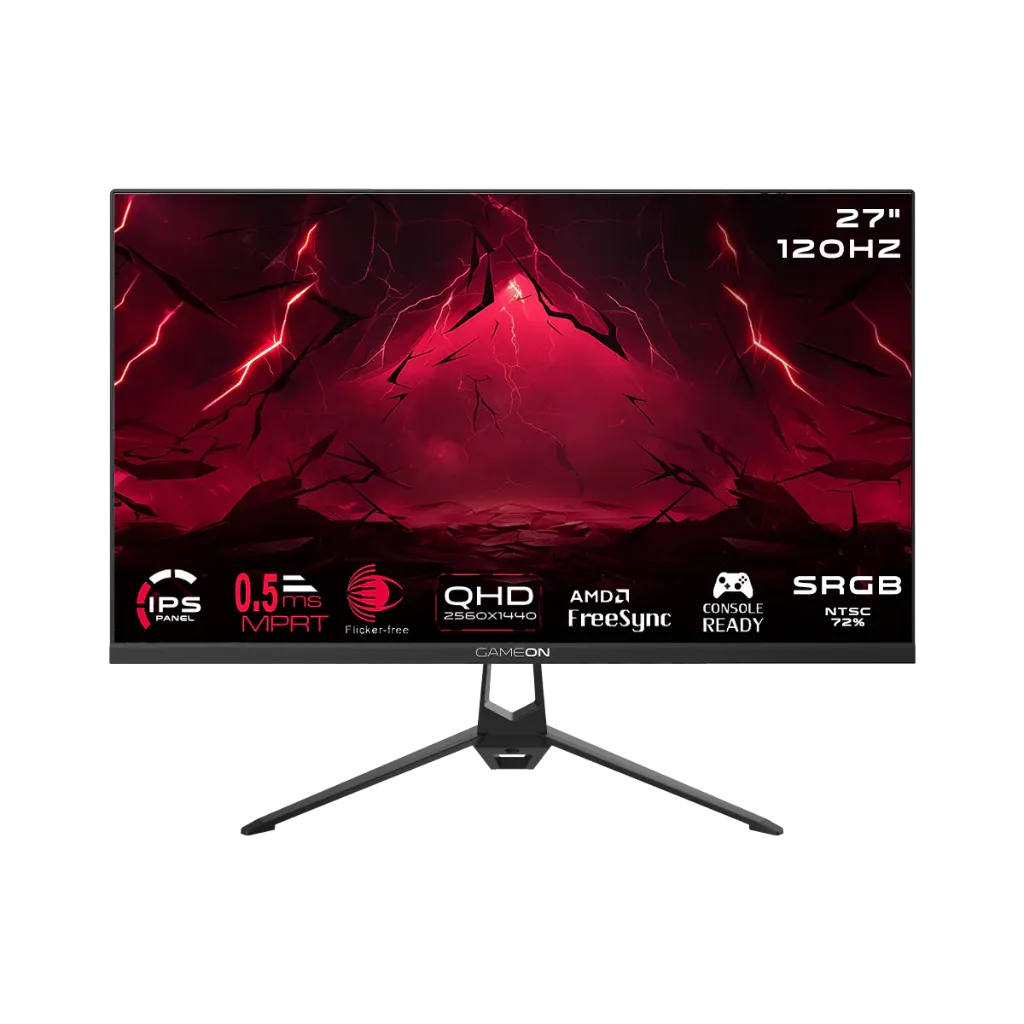 [GGE0N] GAMEON GOES27QHD120IPS Essential Series 27" QHD, 120Hz, MPRT 0.5ms, HDMI 2.1, Fast IPS Gaming Monitor (Supports PS5) - Black