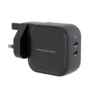 Powerology 65W Dual PD GaN Charger Dual Type-C Power Delivery, Black, PWCUQC007-BK